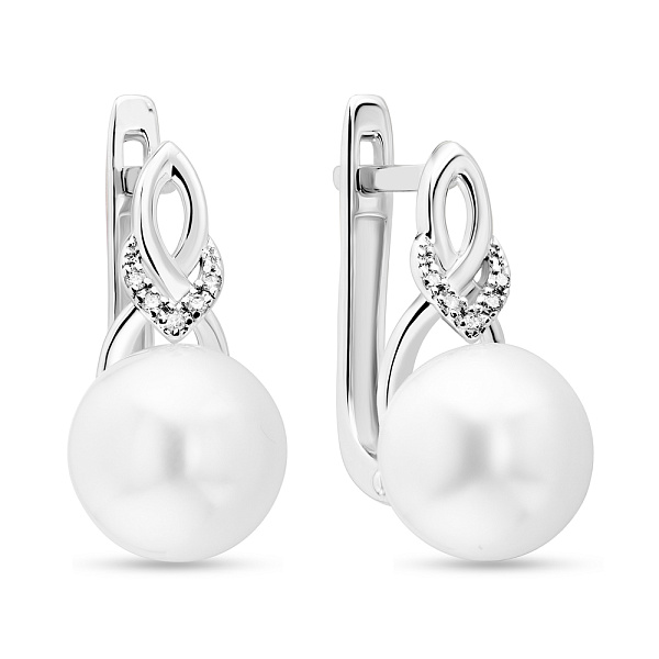 Серьги из золота с жемчугом и бриллиантами (арт. С011107б) – изображение 1