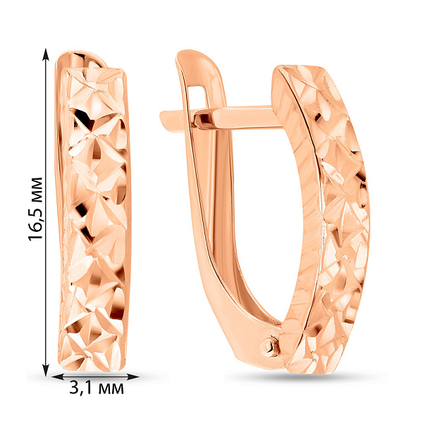 Сережки з червоного золота з алмазною гранню (арт. 121711) – зображення 3