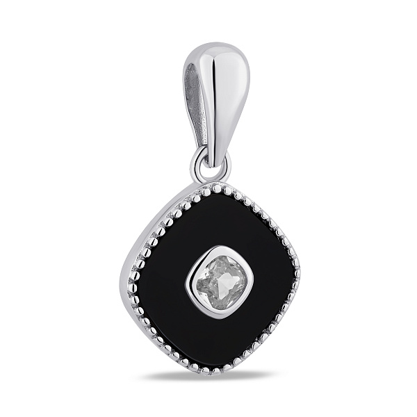 Серебряный кулон с ониксом и фианитом (арт. 7503/4457о) – изображение 1