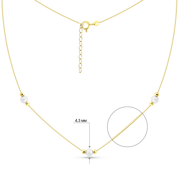 Кольє з жовтого золота з перлинами (арт. 352767жпрлб) – зображення 3