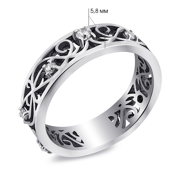 Серебряное кольцо с россыпью фианитов (арт. 7901/1028.10) – изображение 4