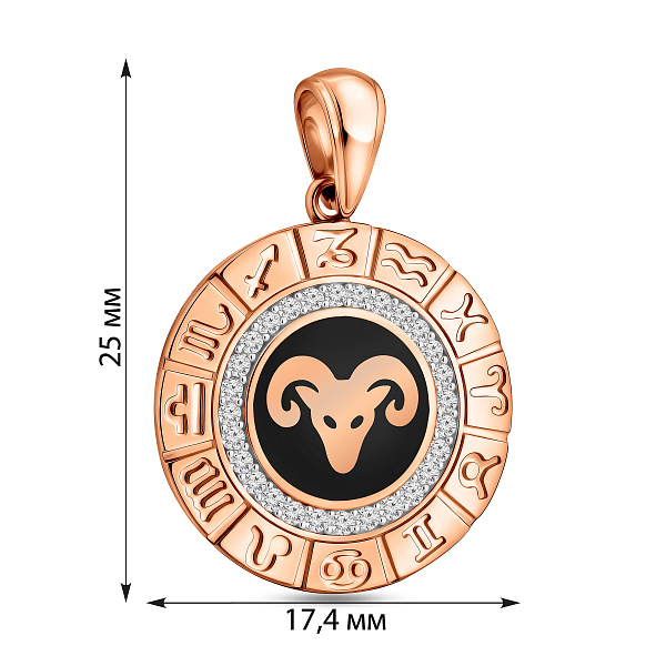 Подвес из золота "Овен" с эмалью и фианитами (арт. 440681ечо) – изображение 6