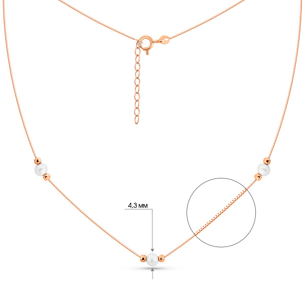 Золотое колье с жемчугом (арт. 352767прлб) – изображение 3