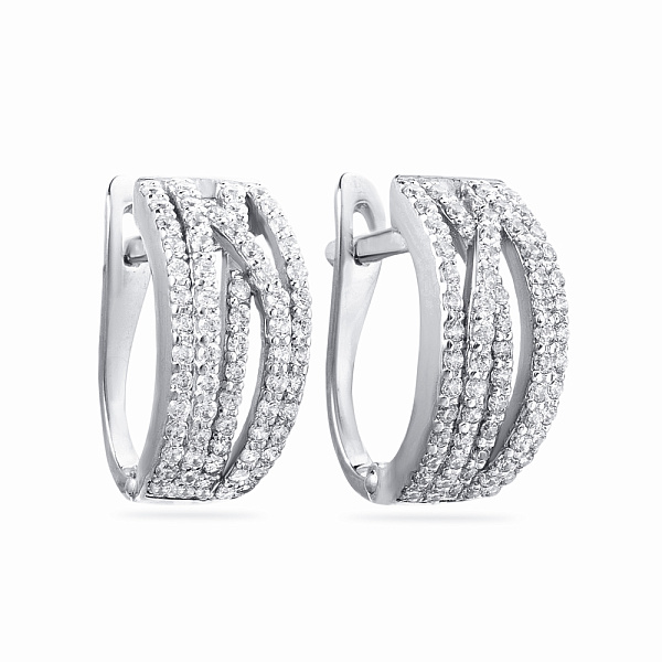 Золотые серьги Синергия с фианитами (арт. 110188б) – изображение 1