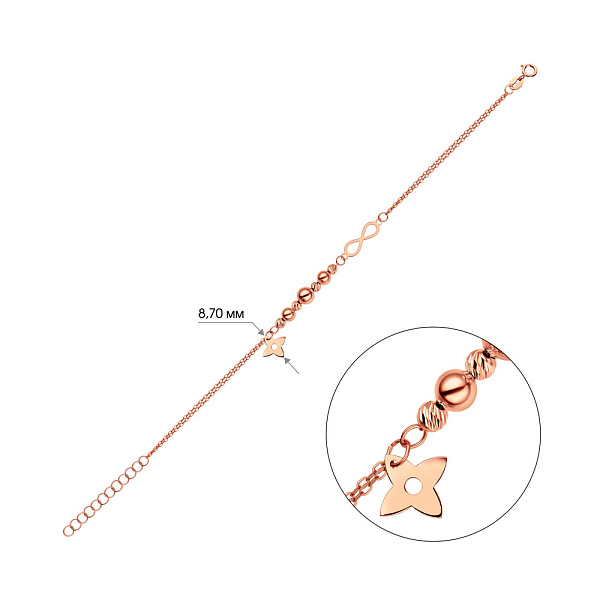 Браслет з червоного золота з підвіскою (арт. 325458) – зображення 2