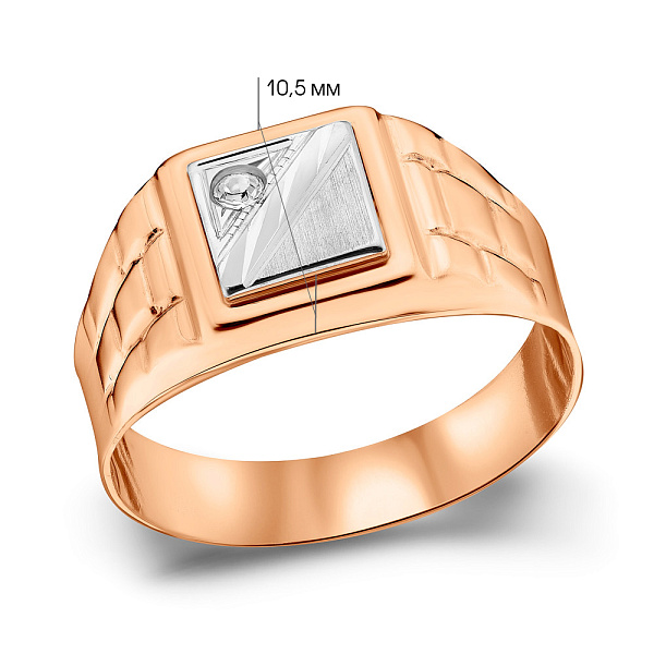 Печатка из красного и белого золота (арт. 180575кб) – изображение 3