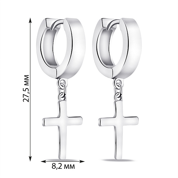 Срібні сережки-кільця з підвіскою (арт. 7502/9546/10) – зображення 2