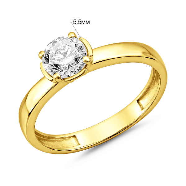 Кольцо золотое помолвочное с фианитом (арт. 142200ж) – изображение 4