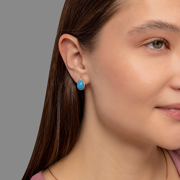 Сережки из красного золота с бирюзой (арт. 111146ПюГГ) – изображение 4