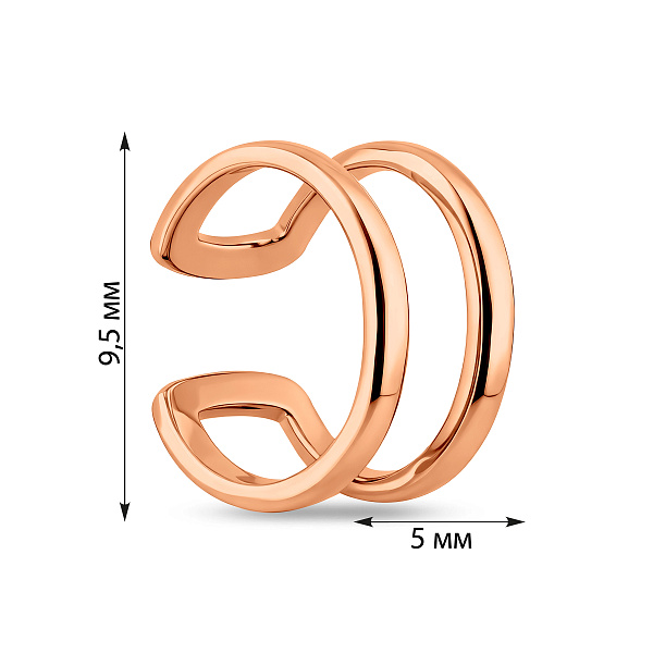 Одиночная серьга каффа из красного золота без камней (арт. 110854Я) – изображение 4