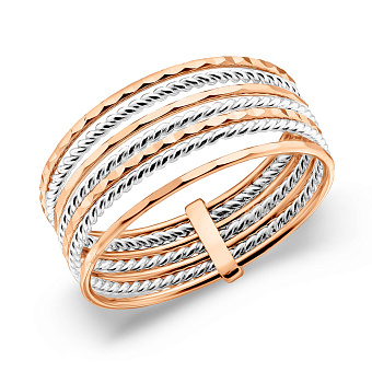 Многослойное кольцо из красного и белого золота (арт. 1401036)