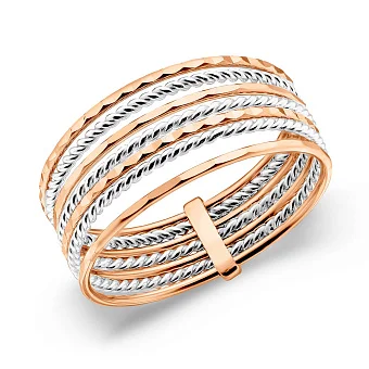 Многослойное кольцо из красного и белого золота (арт. 1401036)