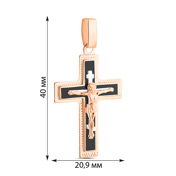 Золотий натільний хрестик з розп'яттям та емаллю (арт. 541131нчш) – зображення 3