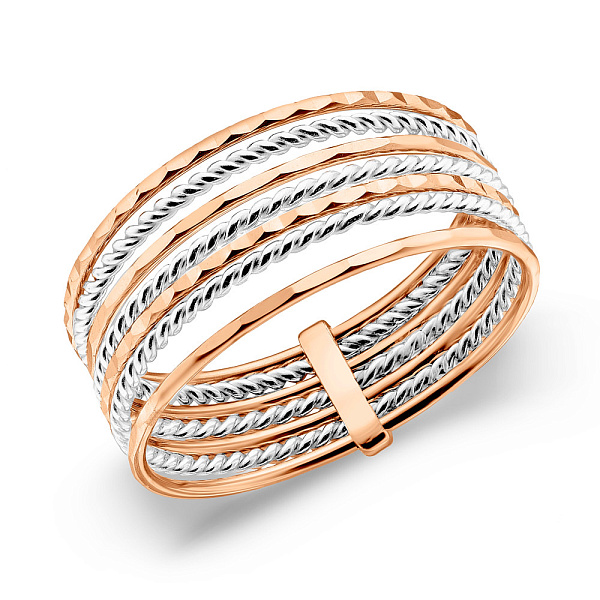 Многослойное кольцо из красного и белого золота (арт. 1401036) – изображение 1