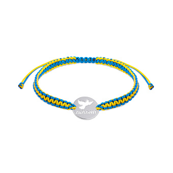 Фото Браслет Вільна на шовковій нитці зі срібною вставкою (арт. Х340062гж)