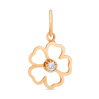 Фото Кулон Цветок из красного золота с фианитом (арт. 423958)