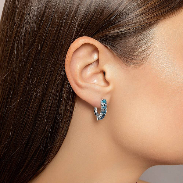 Золоті сережки з топазом лондон (арт. 111049Пбл) – зображення 3