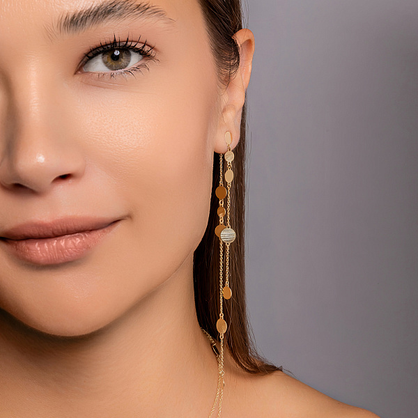 Довгі сережки з жовтого золота (арт. 1092074ж) – зображення 2