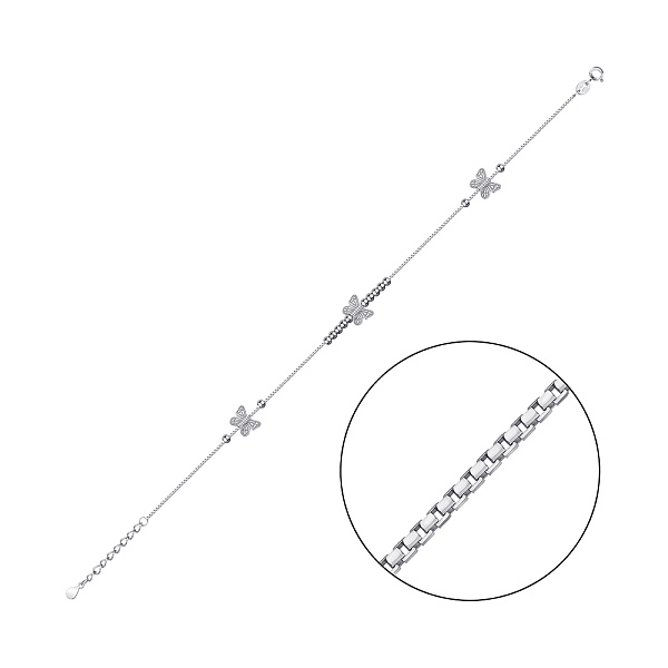 Серебряный браслет на ногу Бабочки без камней (арт. 7509/4770н) – изображение 1