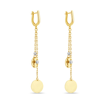 Фото Золоті сережки-підвіски Монети (арт. 106526жб)