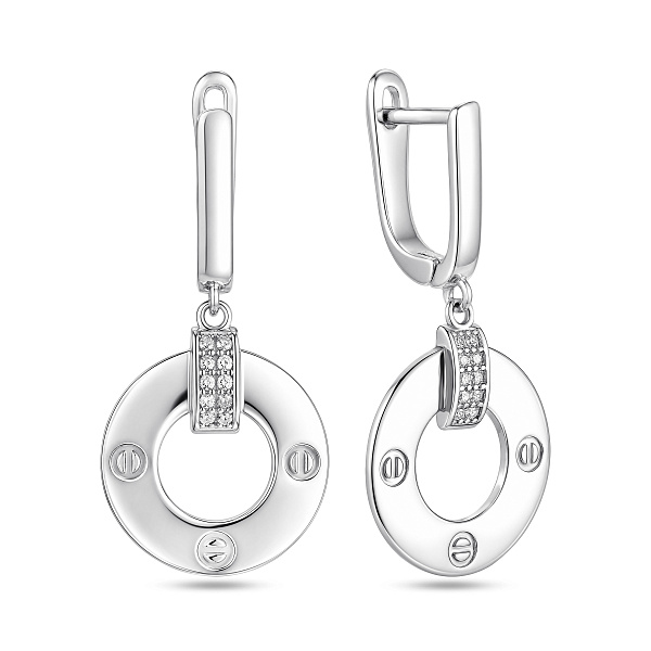 Серебряные серьги-подвески с фианитами (арт. 7502/10393) – изображение 1
