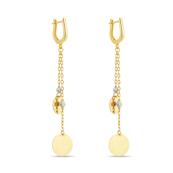 Золотые сережки-подвески Монеты (арт. 106526жб) – изображение 1