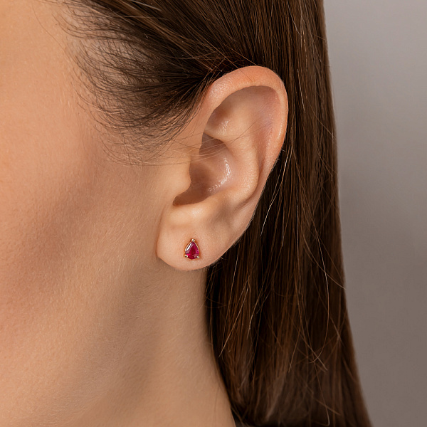 Золоті пусети з рубіном (арт. 110029Пр) – зображення 2