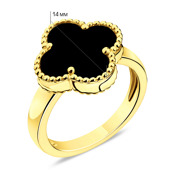 Серебряное кольцо Клевер с ониксом (арт. 7501/5280/15жо) – изображение 2