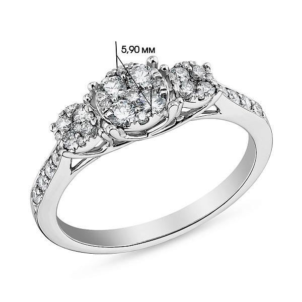 Золота каблучка з діамантами (арт. К341237050б) – зображення 5