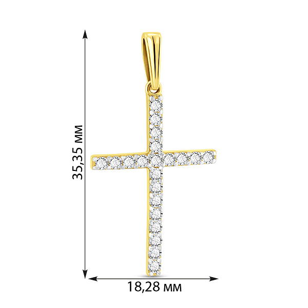 Подвеска-крестик из желтого золота с фианитами (арт. 440342ж) – изображение 3