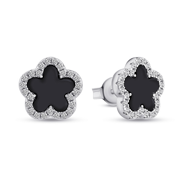 Серебряные серьги с ониксом (арт. 7518/6870/10о) – изображение 1