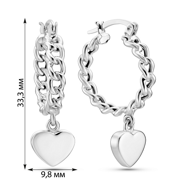 Золотые серьги с подвесками сердечки (арт. 101454/20б) – изображение 3