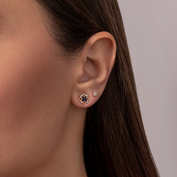 Пусеты из красного золота с сапфиром и бриллиантами (арт. Т011086с) – изображение 5