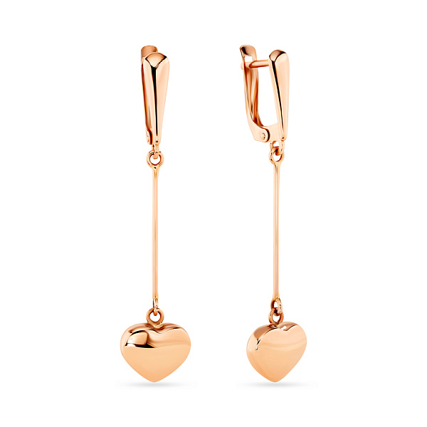 Сережки-підвіски «Сердечка» з золота (арт. 106661) – зображення 1
