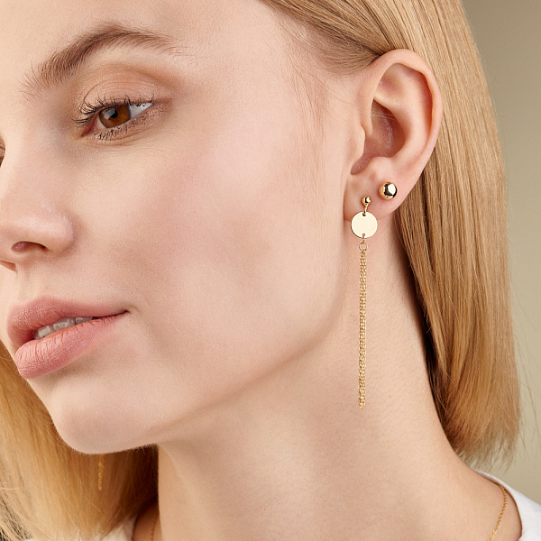 Пусеты «Монеты» из желтого золота (арт. 107881/10ж) – изображение 3