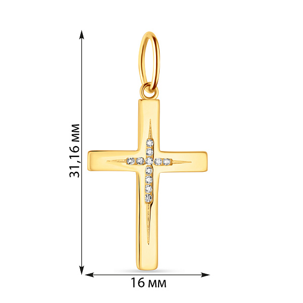 Хрестик з жовтого золота з фіанітами  (арт. 424515ж) – зображення 2