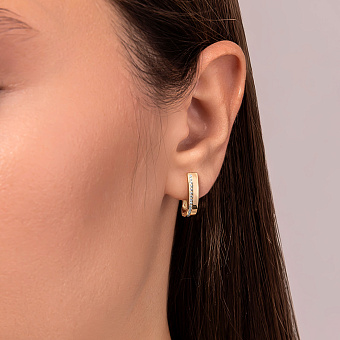 Сережки з жовтого золота з доріжкою з фіанітів (арт. 110485ж)