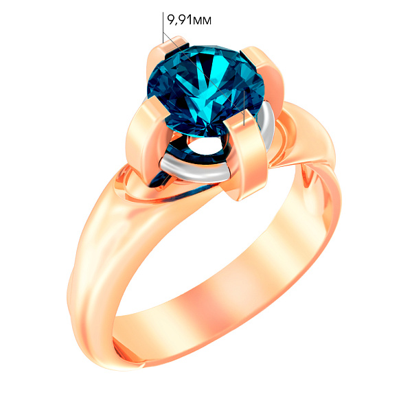 Золотое кольцо с топазом Blue Ocean (арт. 140744Пл) – изображение 3