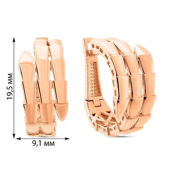 Серьги из красного золота без камней (арт. 1091819) – изображение 4
