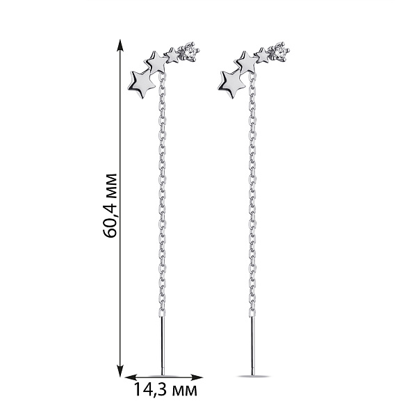 Серьги-протяжки Звездочки из серебра (арт. 7502/9728) – изображение 2