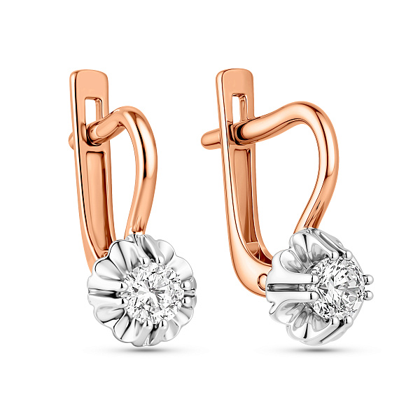 Серьги из красного золота с фианитами (арт. 113900) – изображение 1