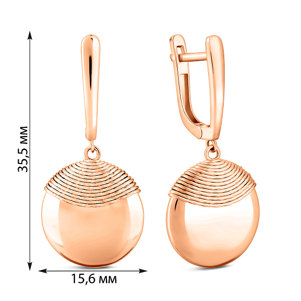 Серьги-подвески из красного золота (арт. 1092101) – изображение 6