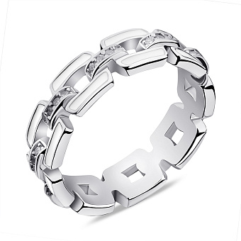 Кольцо из серебра Звенья с эмалью и фианитами (арт. 7501/6501еб)