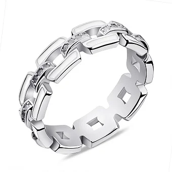 Каблучка зі срібла Ланки з емаллю та фіанітами (арт. 7501/6501еб)