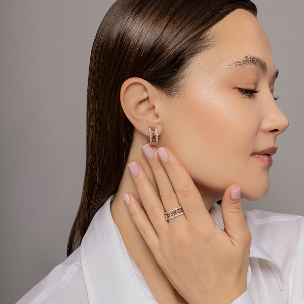 Серьги Олимпия из красного золота с фианитами (арт. 113400) – изображение 5