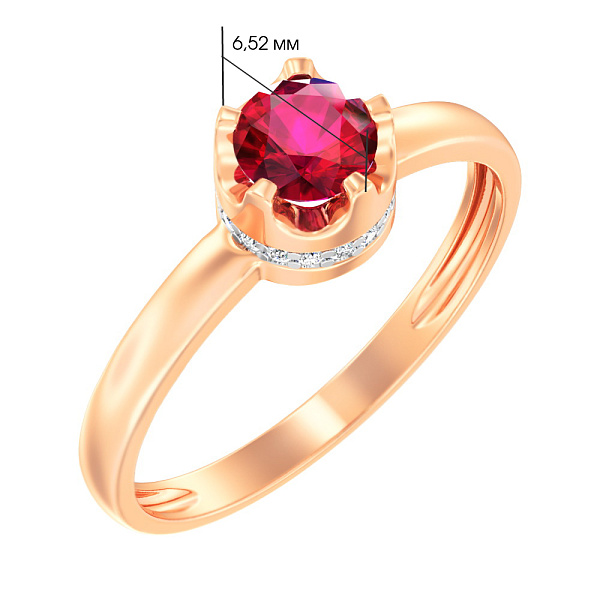Каблучка з червоного золота з гранатом і фіанітами (арт. 141090Пгр) – зображення 2