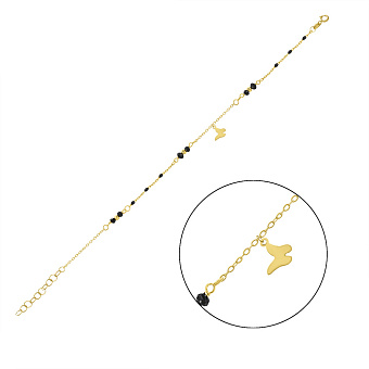 Золотой браслет «Бабочка» с ониксом (арт. 324873жоаП1)