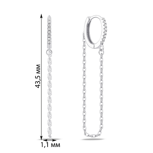 Серебряные длинные серьги с фианитами (арт. 7502/10242/10) – изображение 2