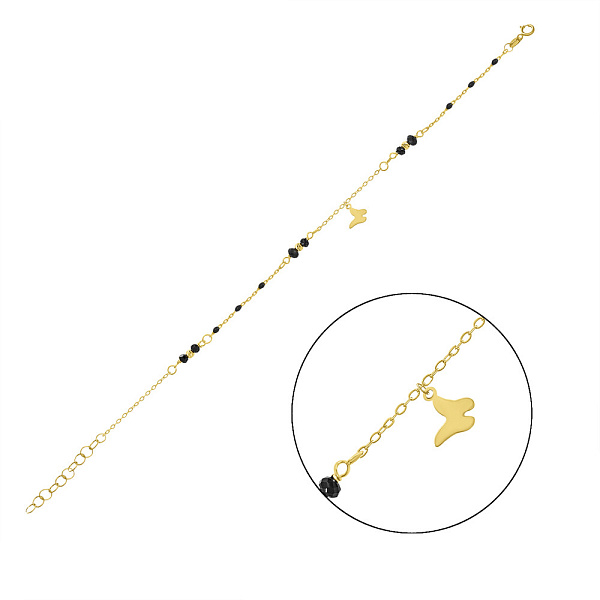 Золотий браслет «Метелик» з оніксом (арт. 324873жоаП1) – зображення 1