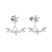 Серьги-джекеты из белого золота с бриллиантами (арт. Т011275030б)